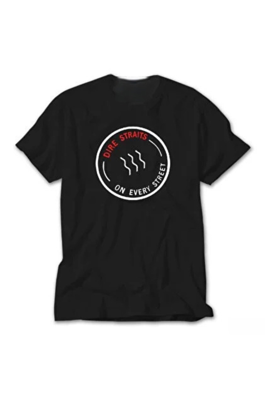 Z Zepplin Dire Straits On Every Street Black T-Shirt